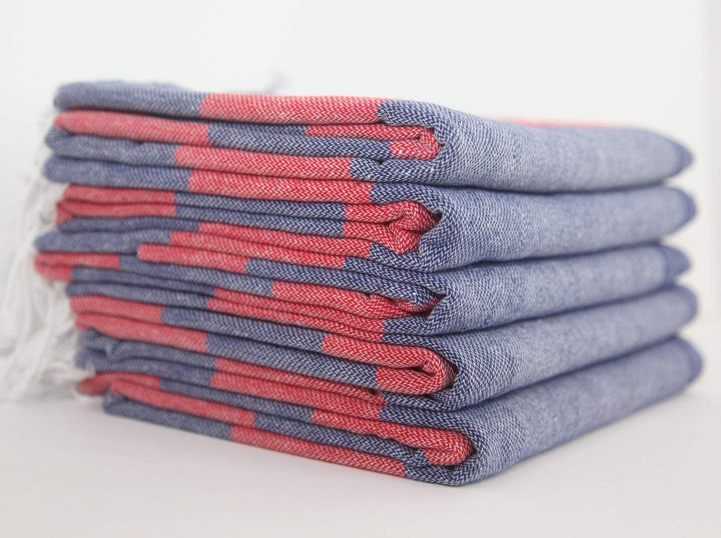 MONACO RED NAVY STRIPE TURKISH TOWEL