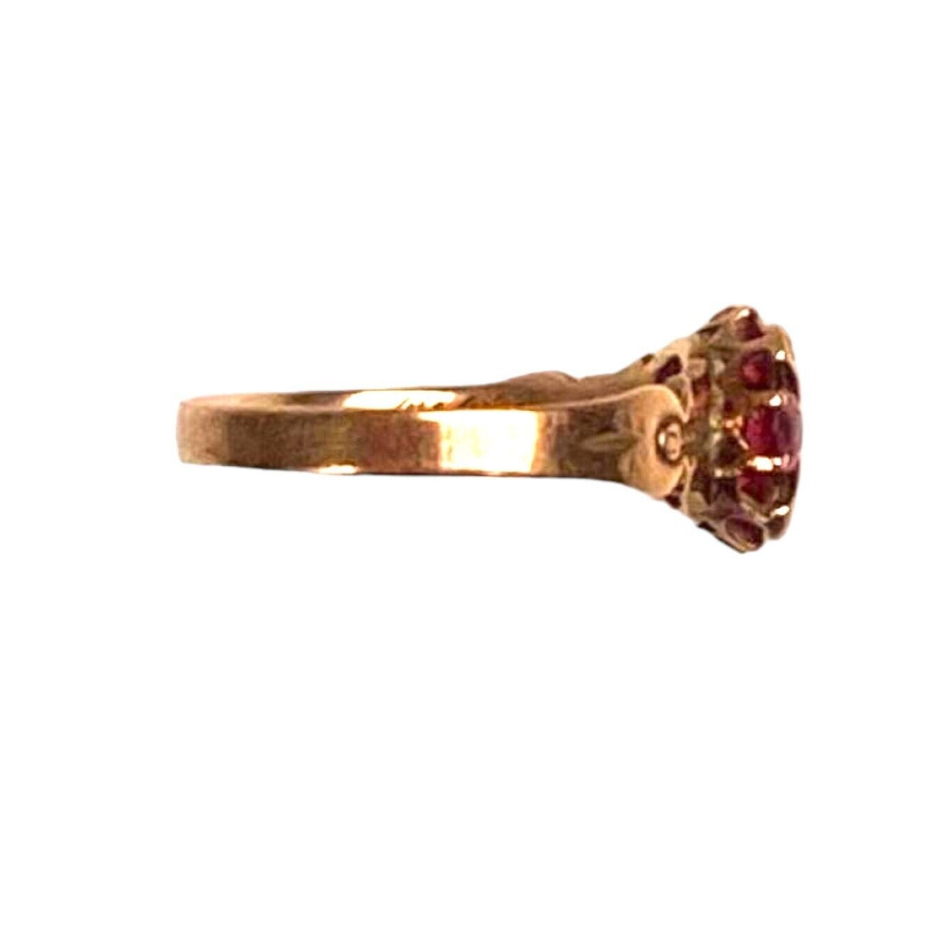 Antique Victorian 10K Rose Gold Garnet Engagement Ring With Seed Pearls