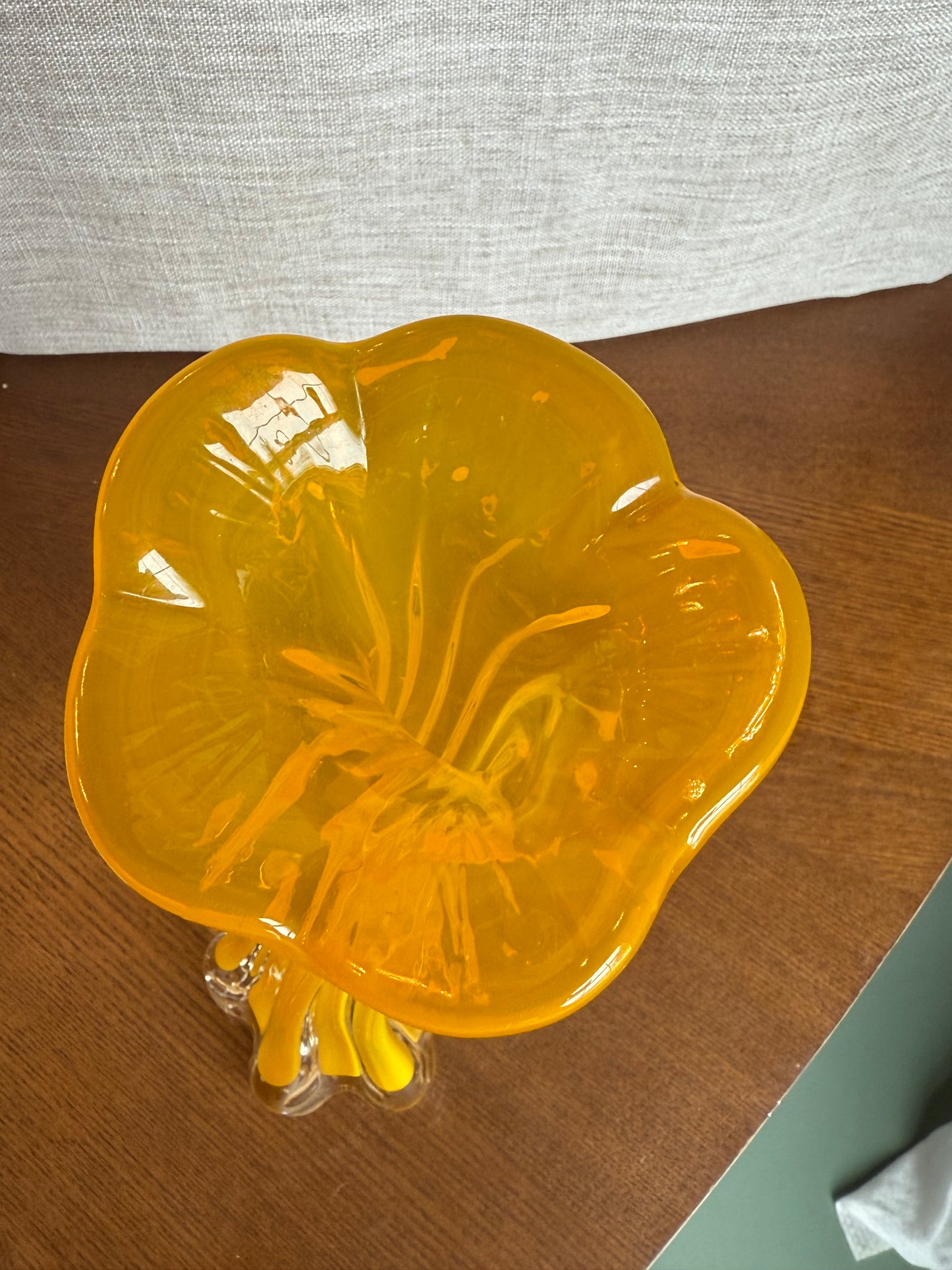 Yellow glass flower vase