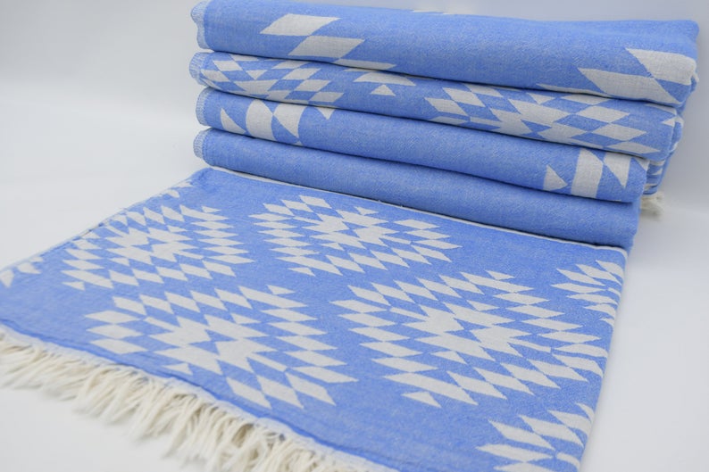 AZTEC BLUE TURKISH TOWEL