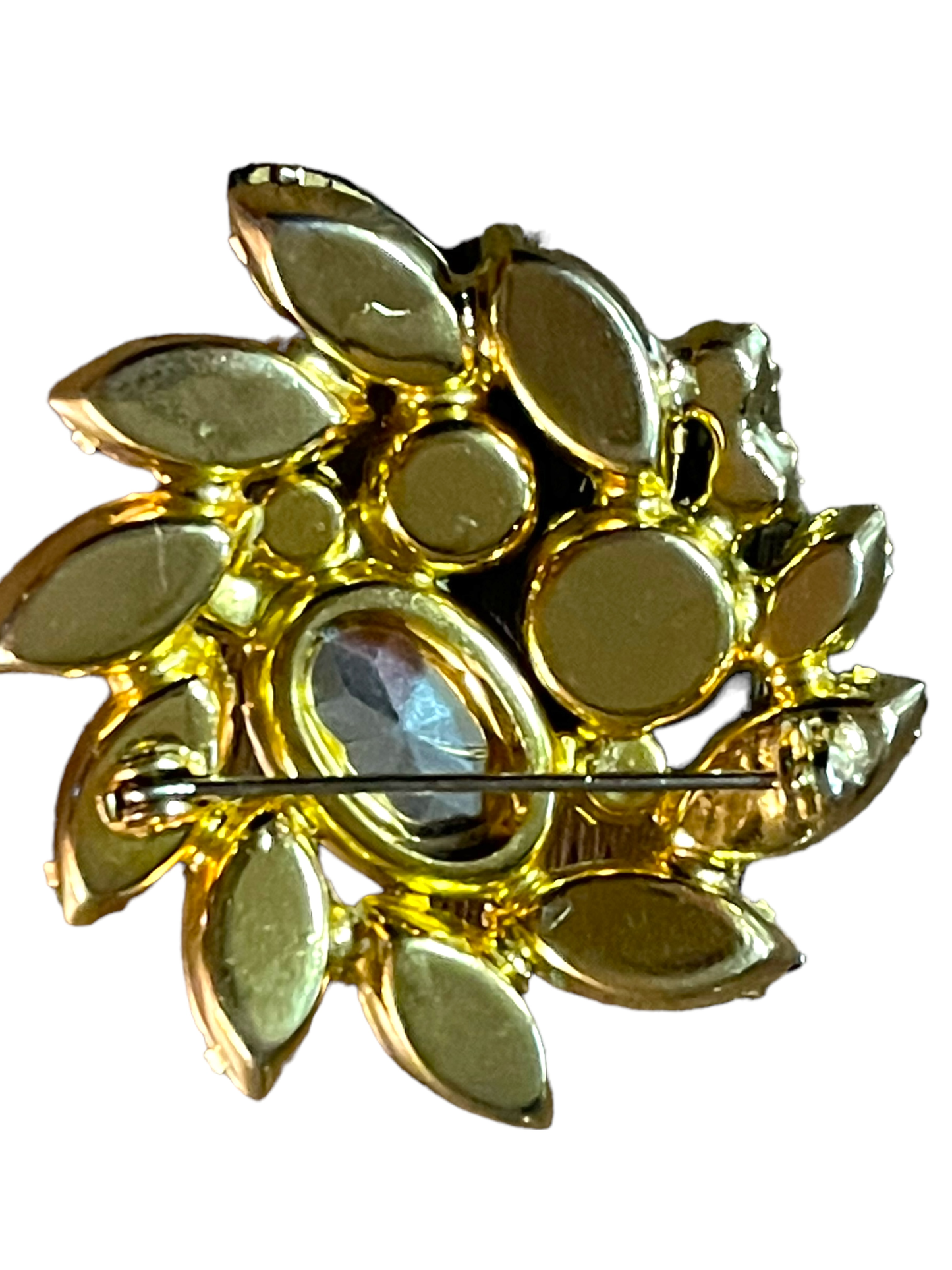 Vintage Unsigned Large Pinwheel/Heliotrope Watermelon and Turquoise Rhinestone Juliana Brooch