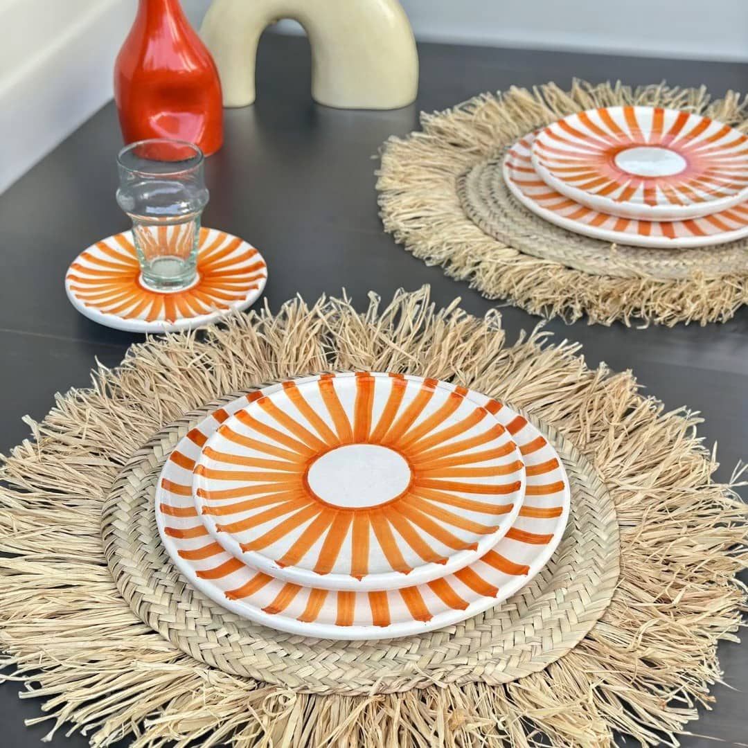 Orange Sun Plate Set - Vibrant Dinnerware for Summer Dining