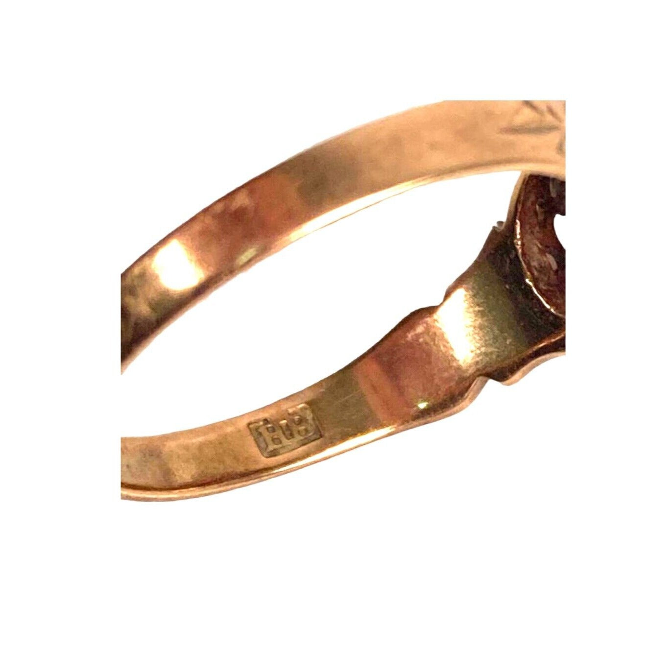 Antique Victorian 10K Rose Gold Garnet Engagement Ring With Seed Pearls