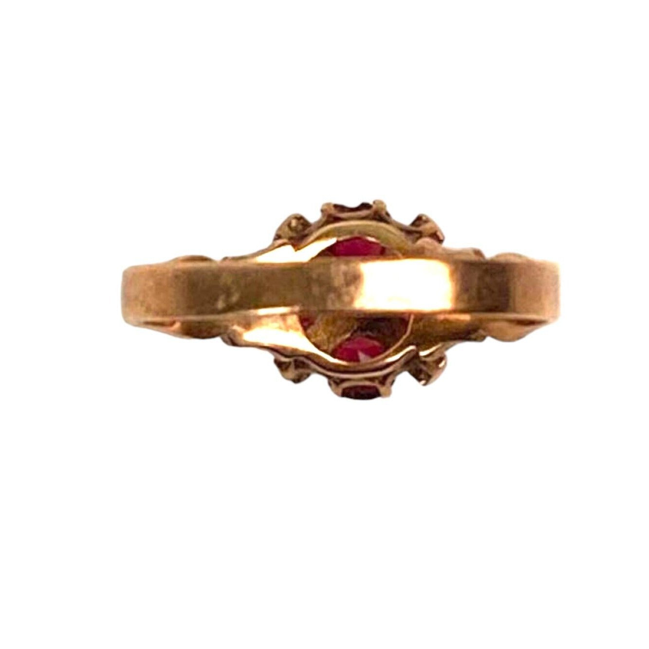 Antique Victorian 10K Rose Gold Garnet Engagement Ring With Seed Pearls