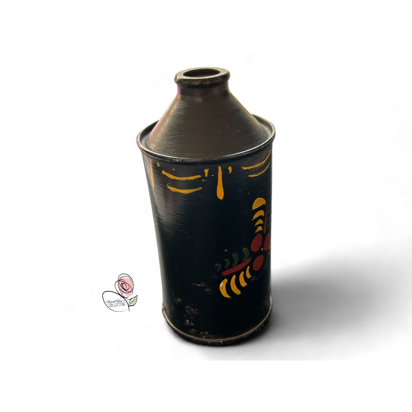 Antique Pennsylvania Dutch Hand-Painted Tin Oil Canister