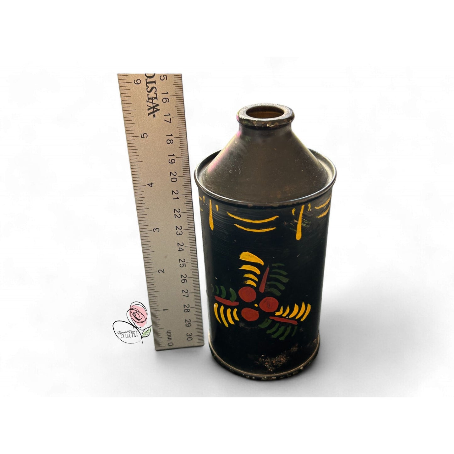 Antique Pennsylvania Dutch Hand-Painted Tin Oil Canister