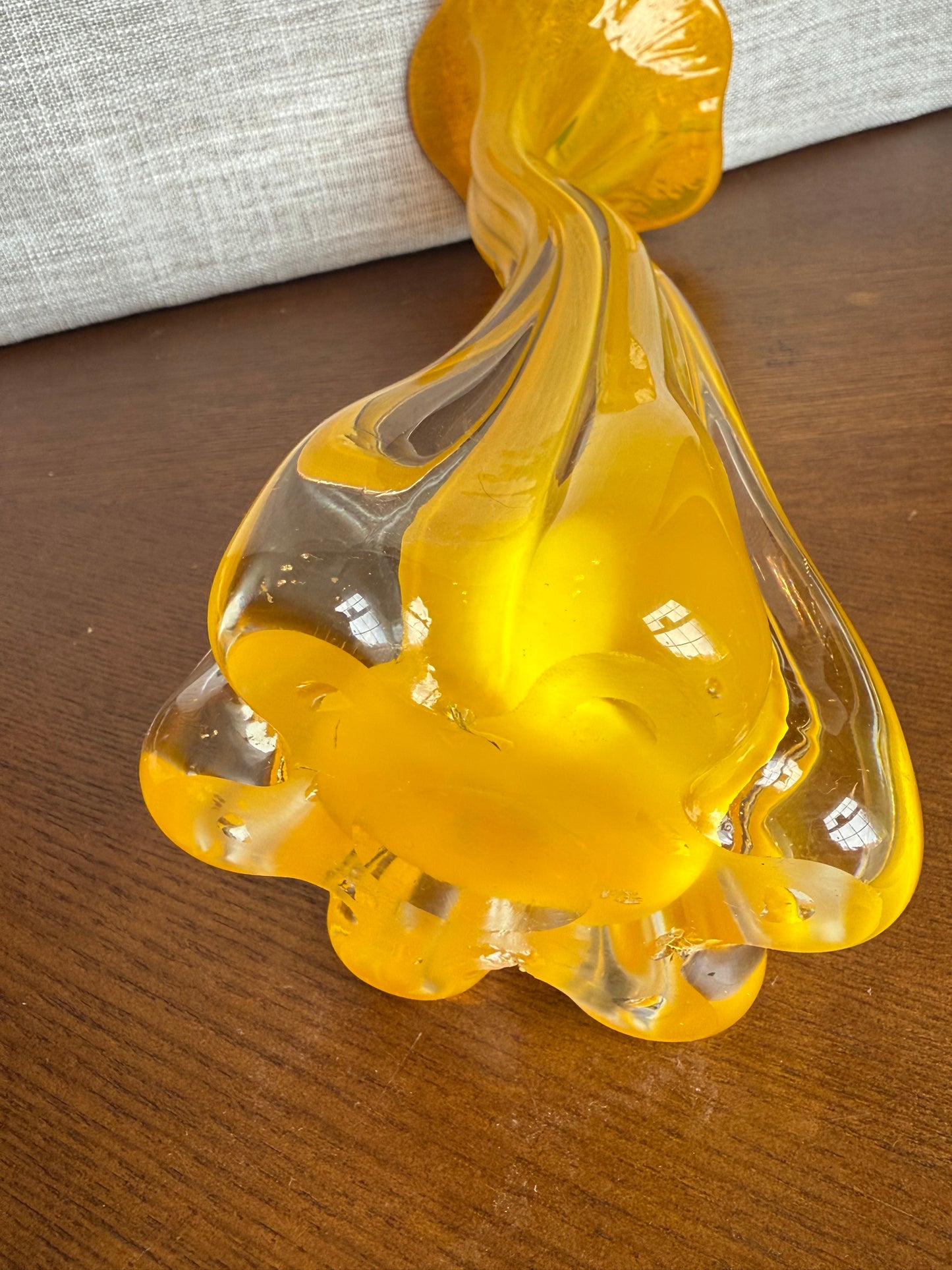 Yellow glass flower vase