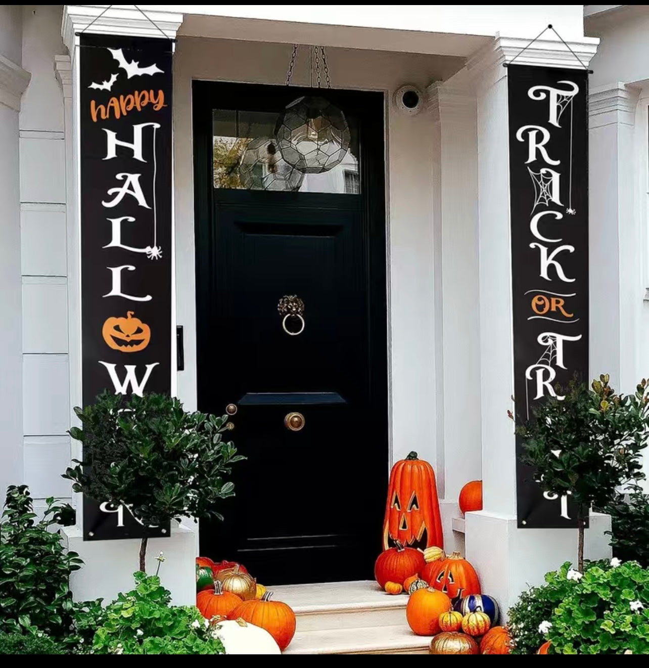 Happy Halloween Trick or Treat Door Welcome Sign Banner - 2 pieces