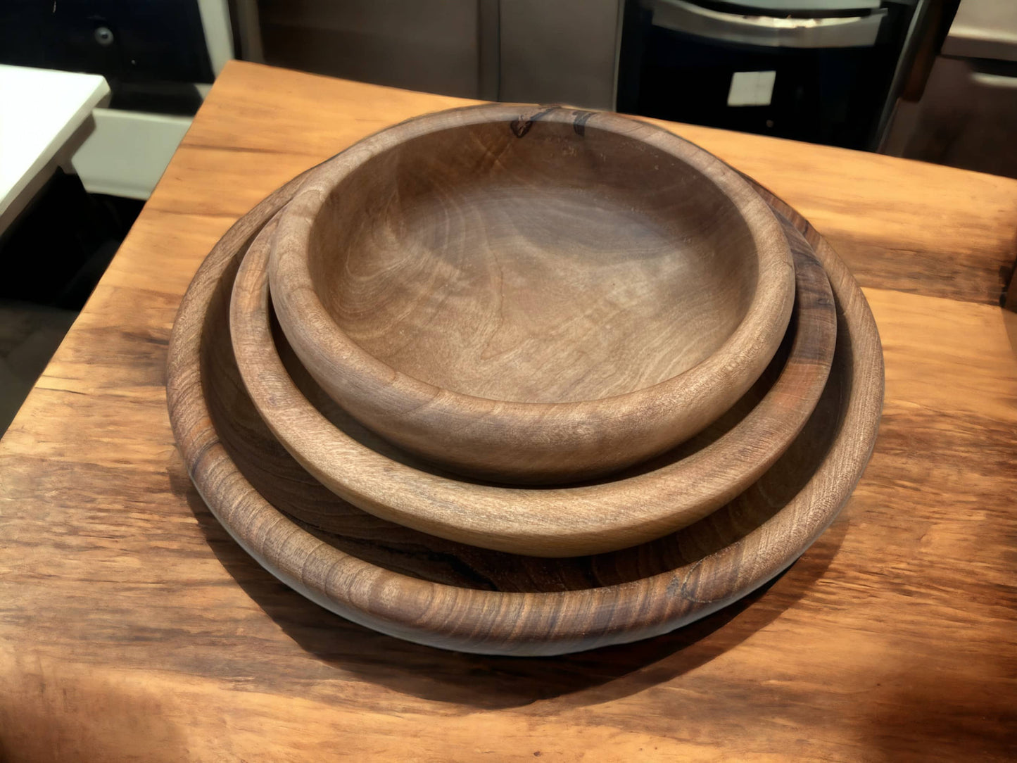 Set Of 3 Handmade Moroccan Walnut Wood Bowl, Walnut Bowl, Salad Bowl, Serving Bowl, Walnut Bowl Made From Ethically Sourced Wood