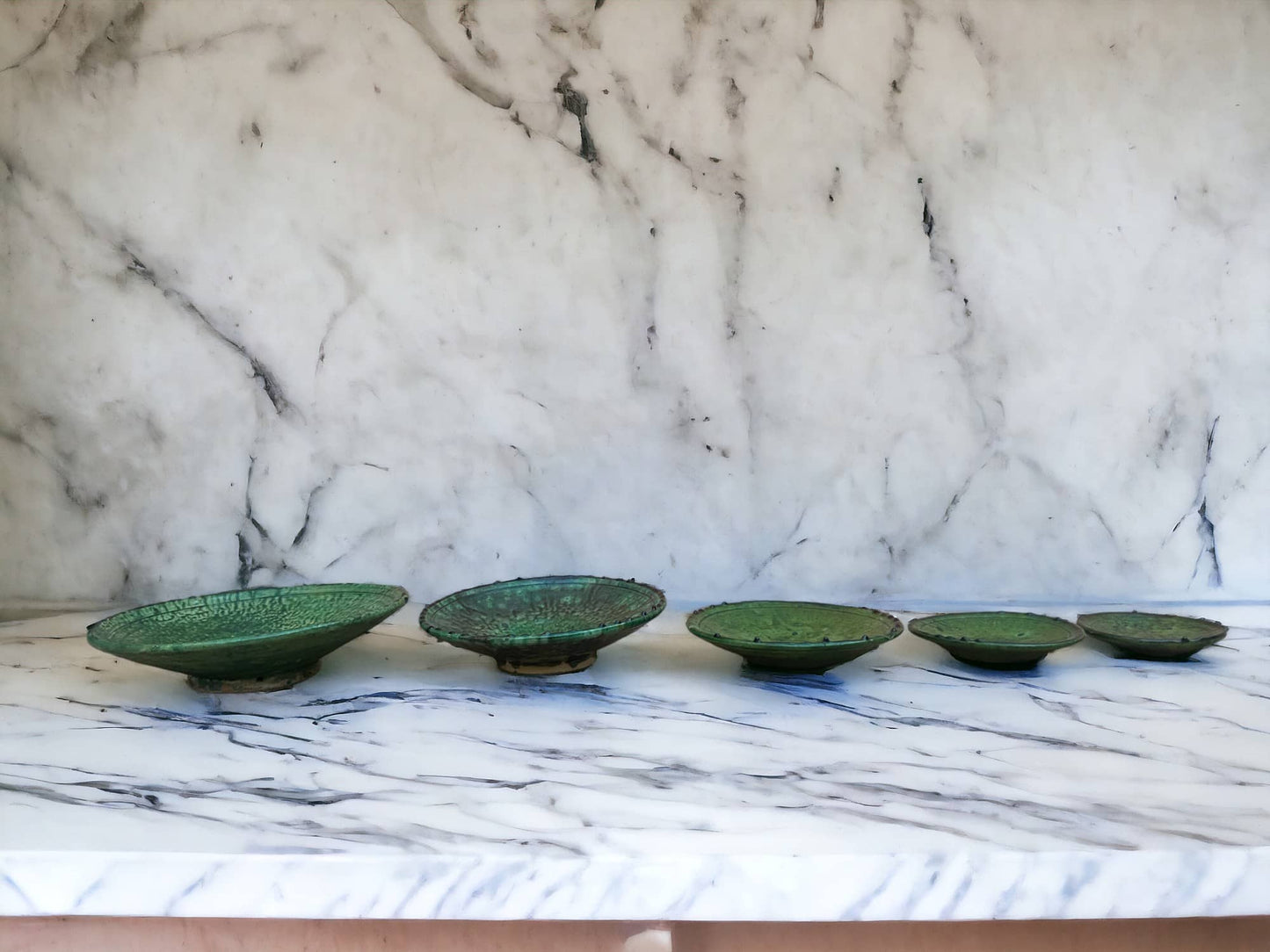 Tamegroute Plates, Handmade Plates, Plate Green Glazed Pottery, Pedestal Plate, Serving Plate, nesting Plates, Plate set handmade in Morocco