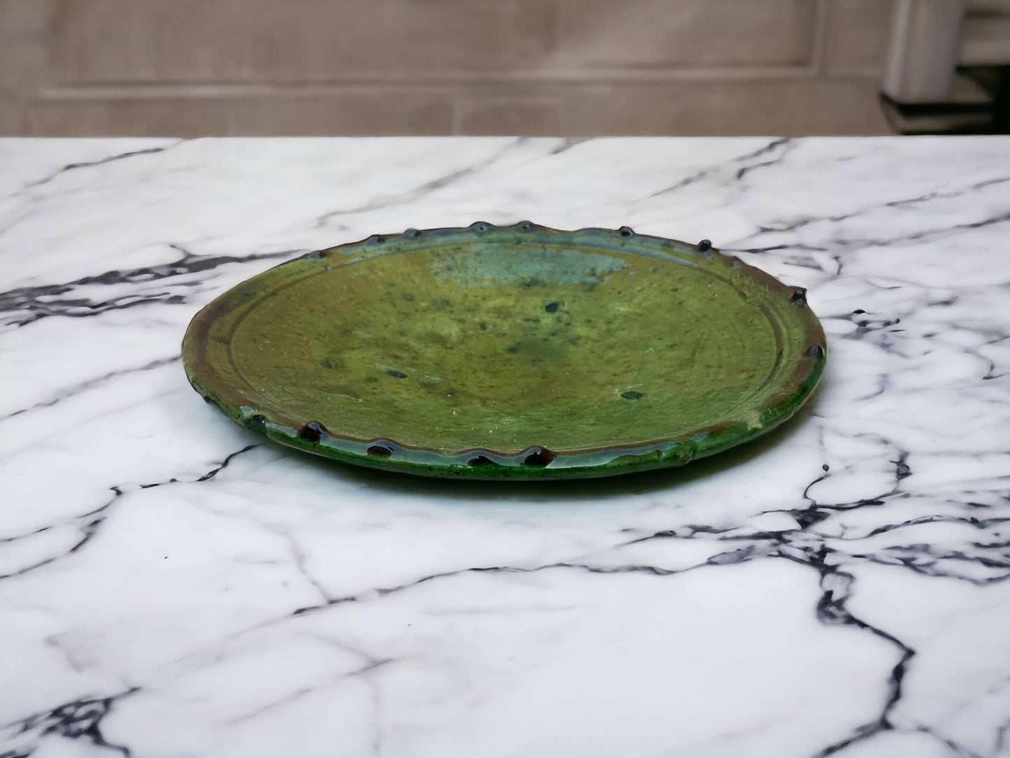 Tamegroute Plates, Handmade Plates, Plate Green Glazed Pottery, Pedestal Plate, Serving Plate, nesting Plates, Plate set handmade in Morocco