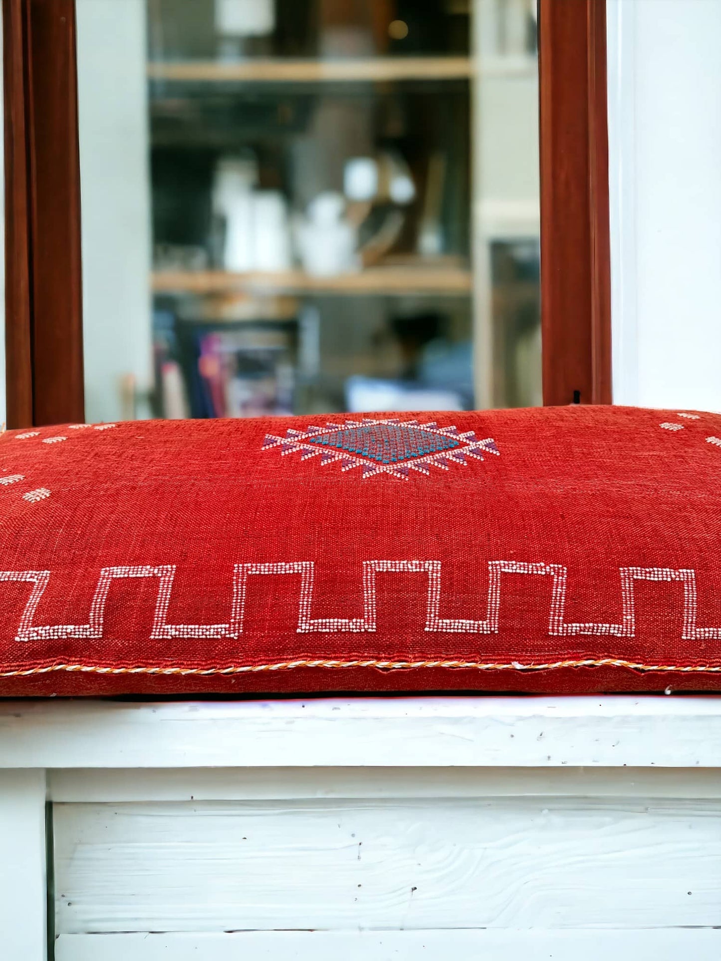 Moroccan Sabra Lumbar Throw Pillow: Cactus Silk Elegance for Stylish Comfort