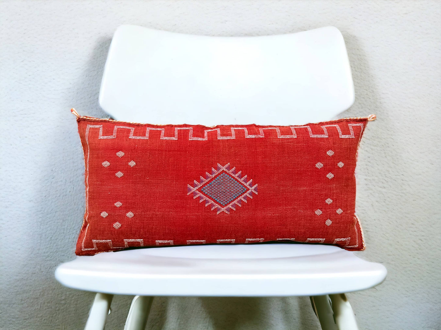 Moroccan Sabra Lumbar Throw Pillow: Cactus Silk Elegance for Stylish Comfort