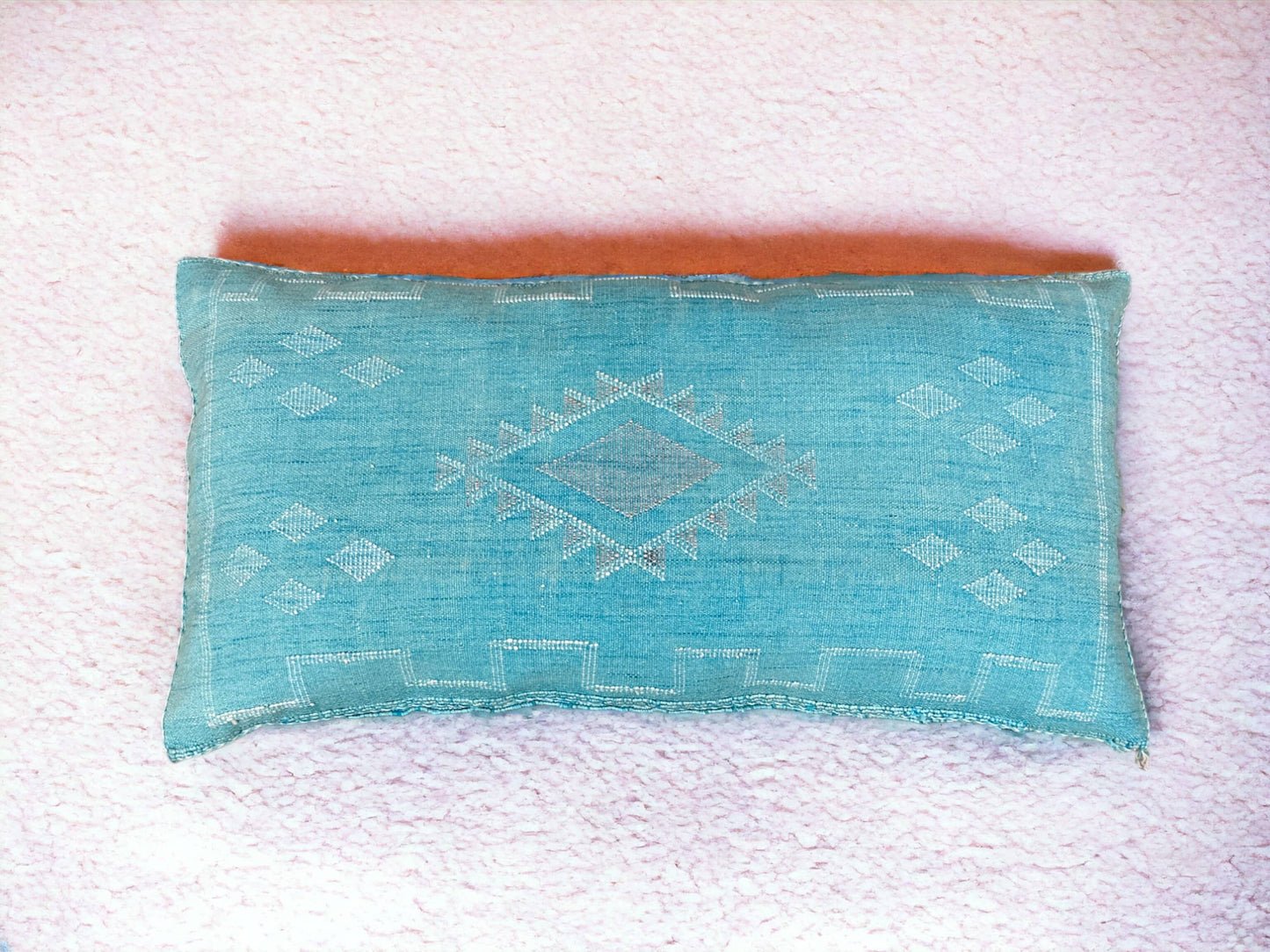 Moroccan Sabra Lumbar Throw Pillow: Cactus Silk Elegance for Stylish Comfort