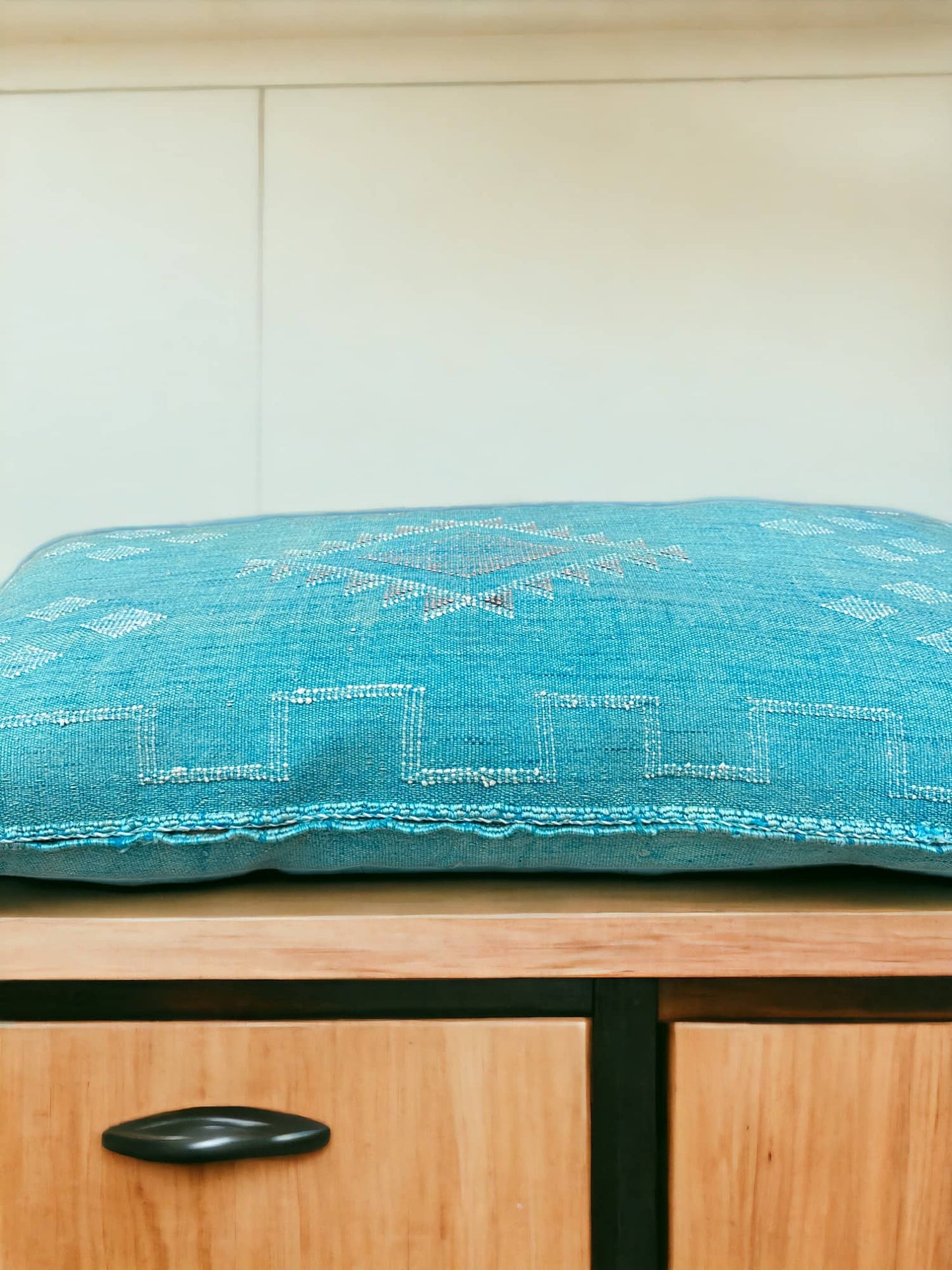 Moroccan Sabra Lumbar Throw Pillow: Cactus Silk Elegance for Stylish Comfort