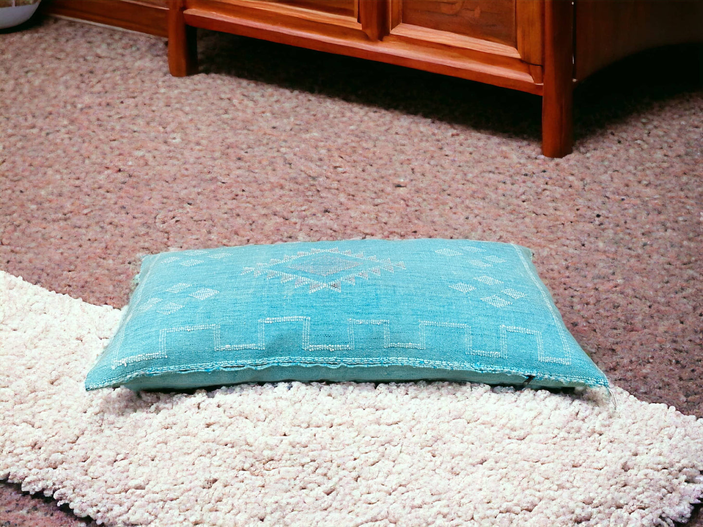Moroccan Sabra Lumbar Throw Pillow: Cactus Silk Elegance for Stylish Comfort