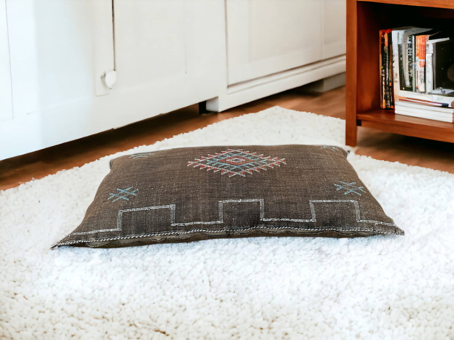 Moroccan Sabra Lumbar Throw Pillow: Cactus Silk Elegance for Stylish Comfort