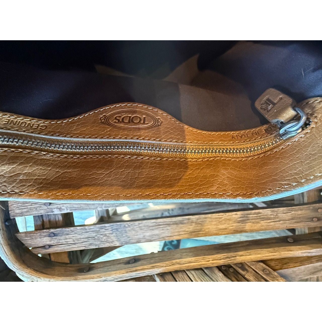 Tods Vintage Orange Hobo Goat Hair & Leather Shoulder Bag With Silver Buckle