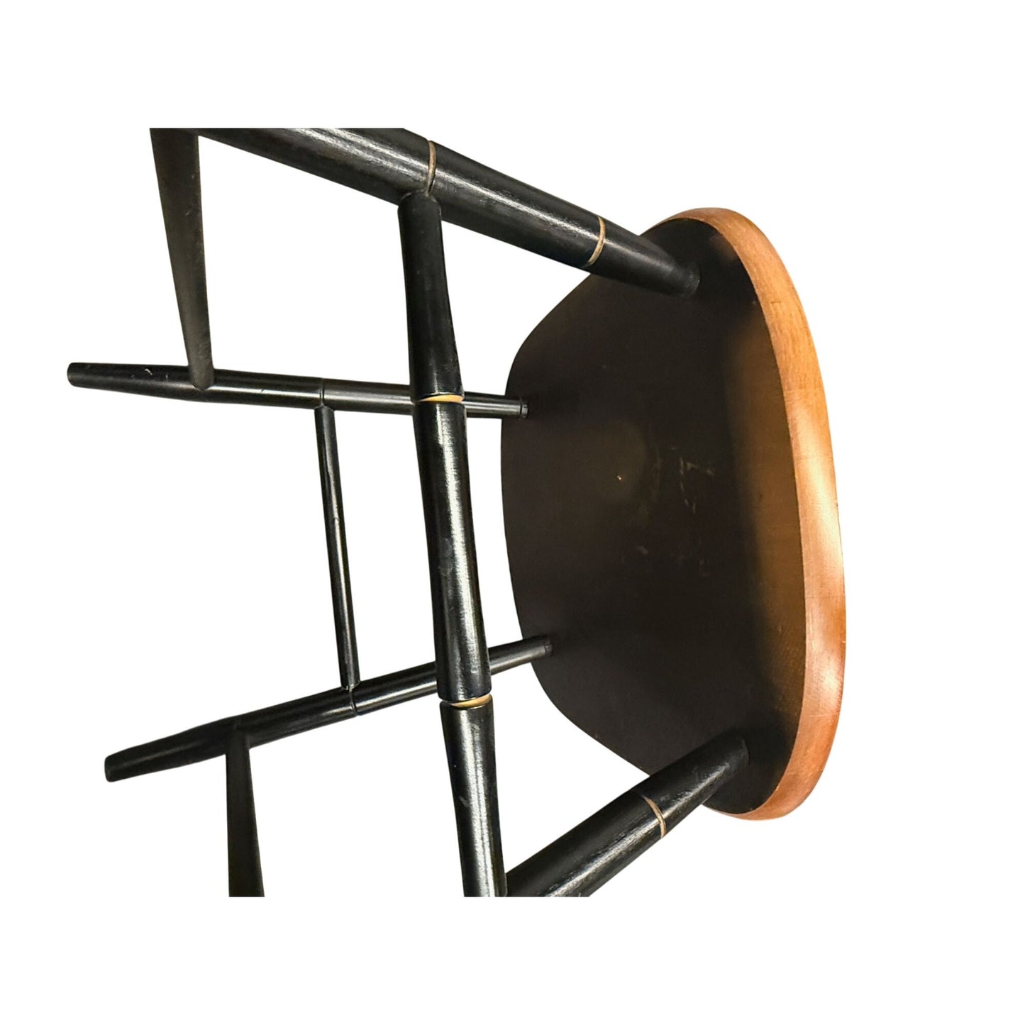 Vintage Black & Wood Spindle Back Hitchcock Chairs - Set of 6