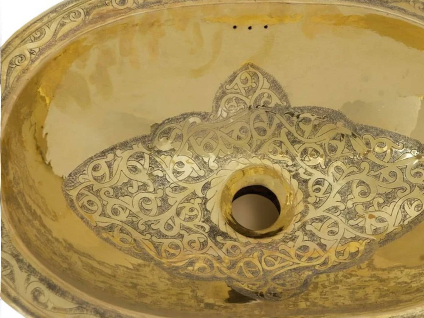 Brass Sink – Oval Brass Drop-in Bathroom Sink with Engraved Antique Finish