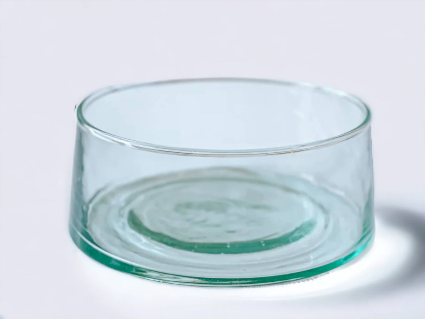 Round Hand Blown Glass Salad Bowl