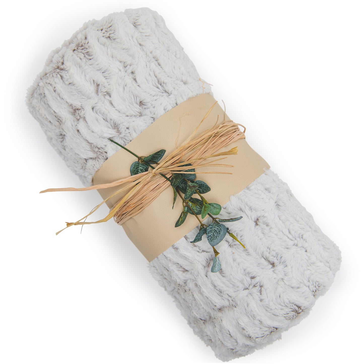 WHITE TEXTURED FAUX FUR BLANKET THROW - 55" X 70"