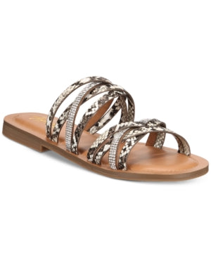 Thalia Sodi Womens Marlina Slip on Slide Sandals Tan 7.5 Medium