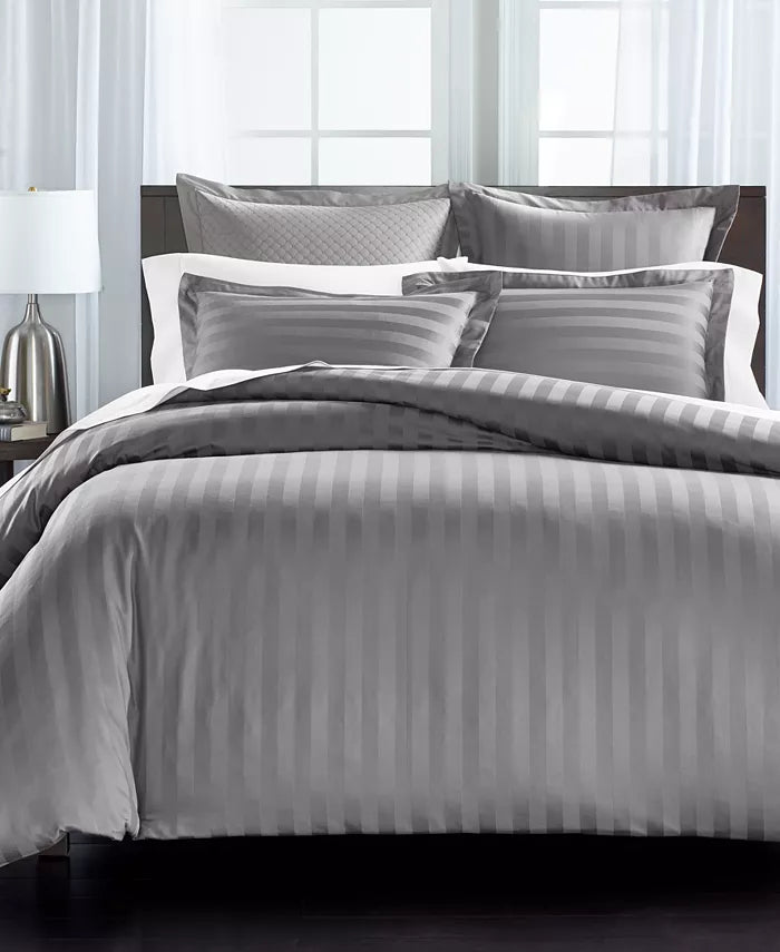 Charter Club Damask Collection Thin Stripe Supima Cotton 550 Thread Count 3 Pc. Comforter Set, Full/Queen
