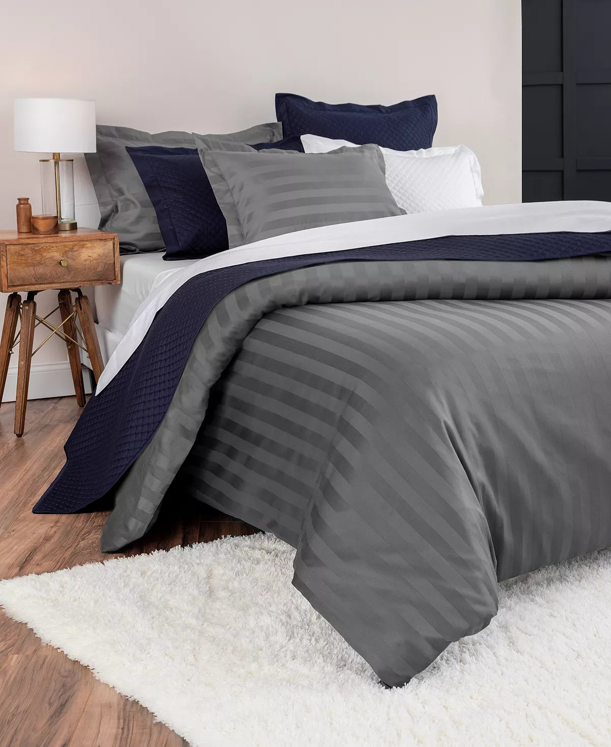 Charter Club Damask Collection Thin Stripe Supima Cotton 550 Thread Count 3 Pc. Comforter Set, Full/Queen