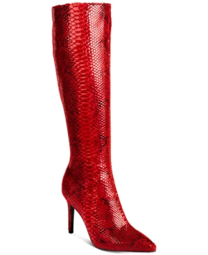 Thalia Sodi Rajel Dress Boots Red Snake 8M