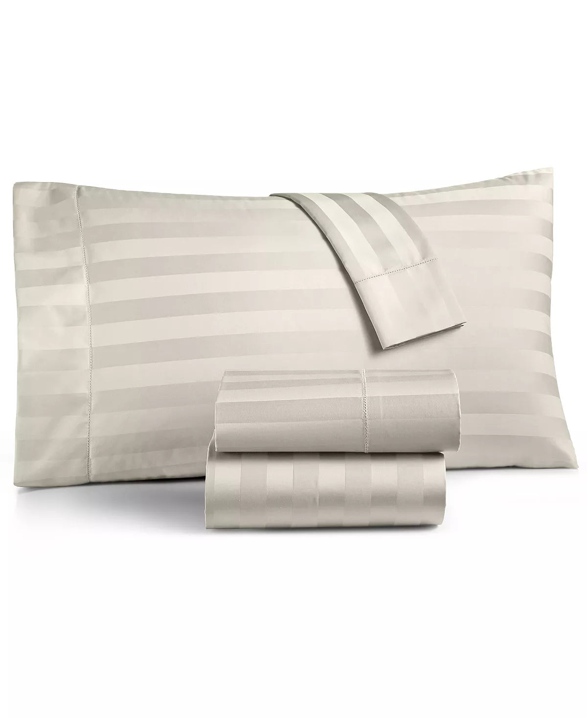 Charter Club Damask 1.5" Stripe Extra Deep Pocket 100% Supima Cotton 550 Thread Count 4 Pc. Sheet Set, Queen