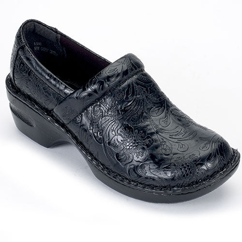 B.O.C. Women's Peggy Medium/Wide Clog Shoes (Black Tooled) - Size 6.0 M