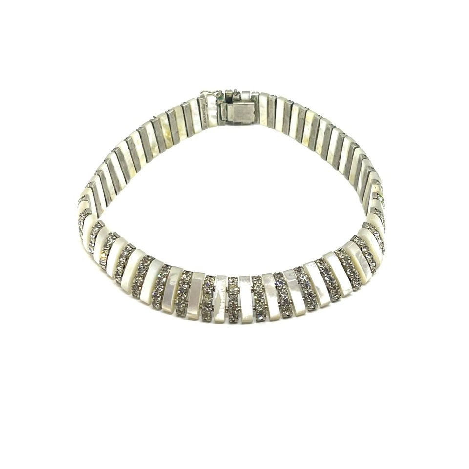 Vintage Esha RANDEL Mother Of Pearl And Rhinestone Choker