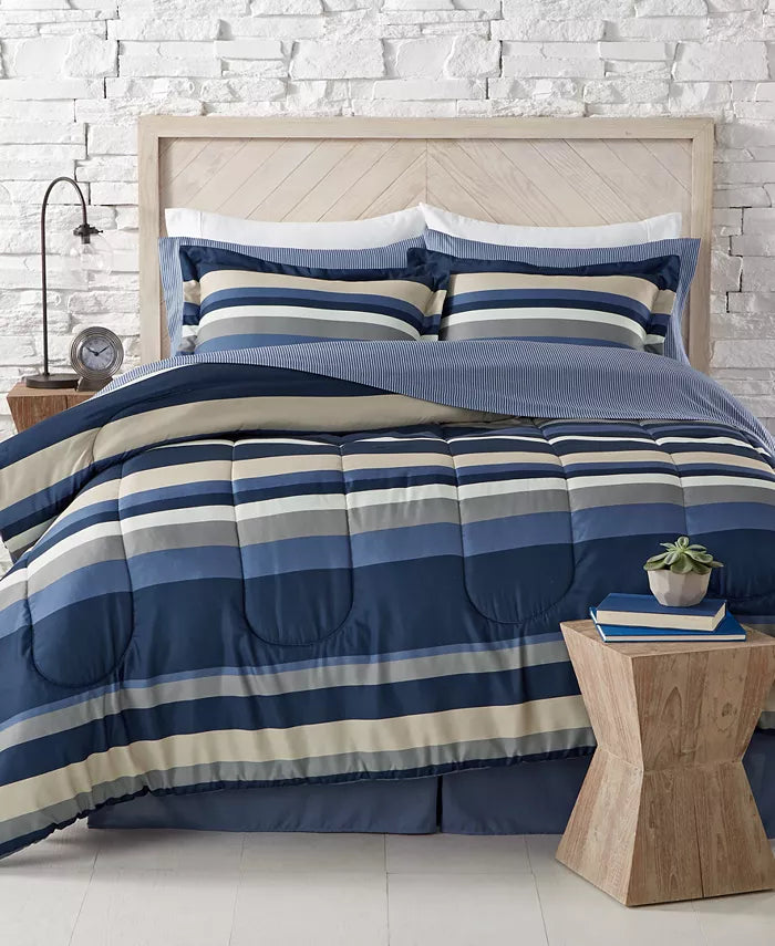Fairfield Square - Austin Stripe/Solid Reversible 6 Pc. Comforter Set TwinXL