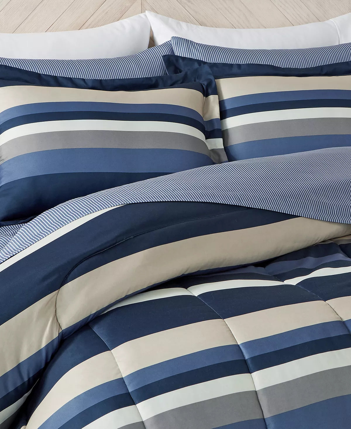 Fairfield Square - Austin Stripe/Solid Reversible 6 Pc. Comforter Set TwinXL