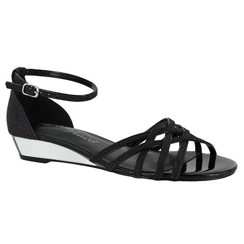 Easy Street Tarrah Dress Sandals in Silver Glitter Size 9 Wide