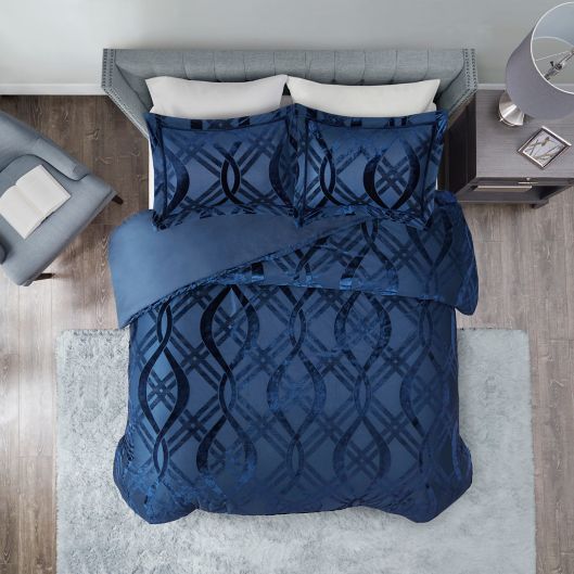 Madison Park Dolores Duvet Cover and Sham Set, Blue, King