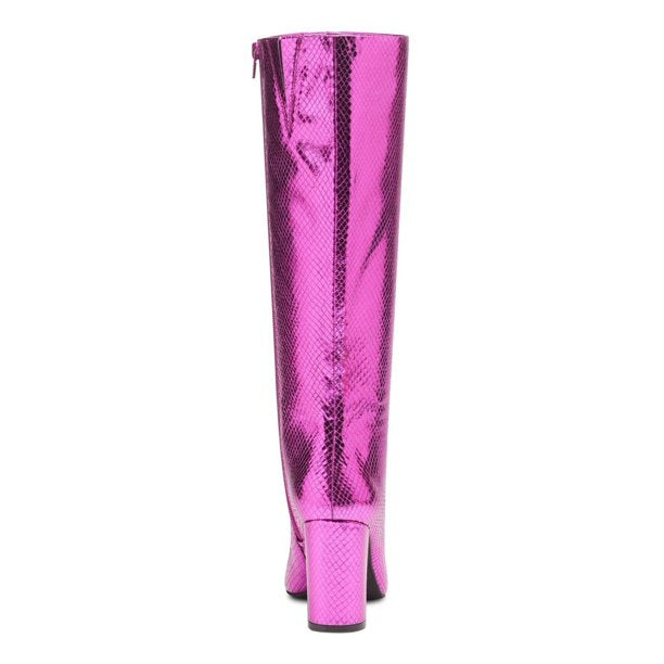 INC PAITON Faux Leather Snake Print Knee-High Boots Berry Snake - SZ 9.5 M