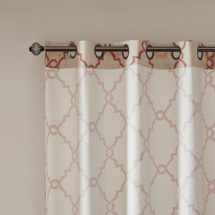 Madison Park Saratoga 95-Inch Grommet Top Window Curtain Panel in Beige/Spice (Single)