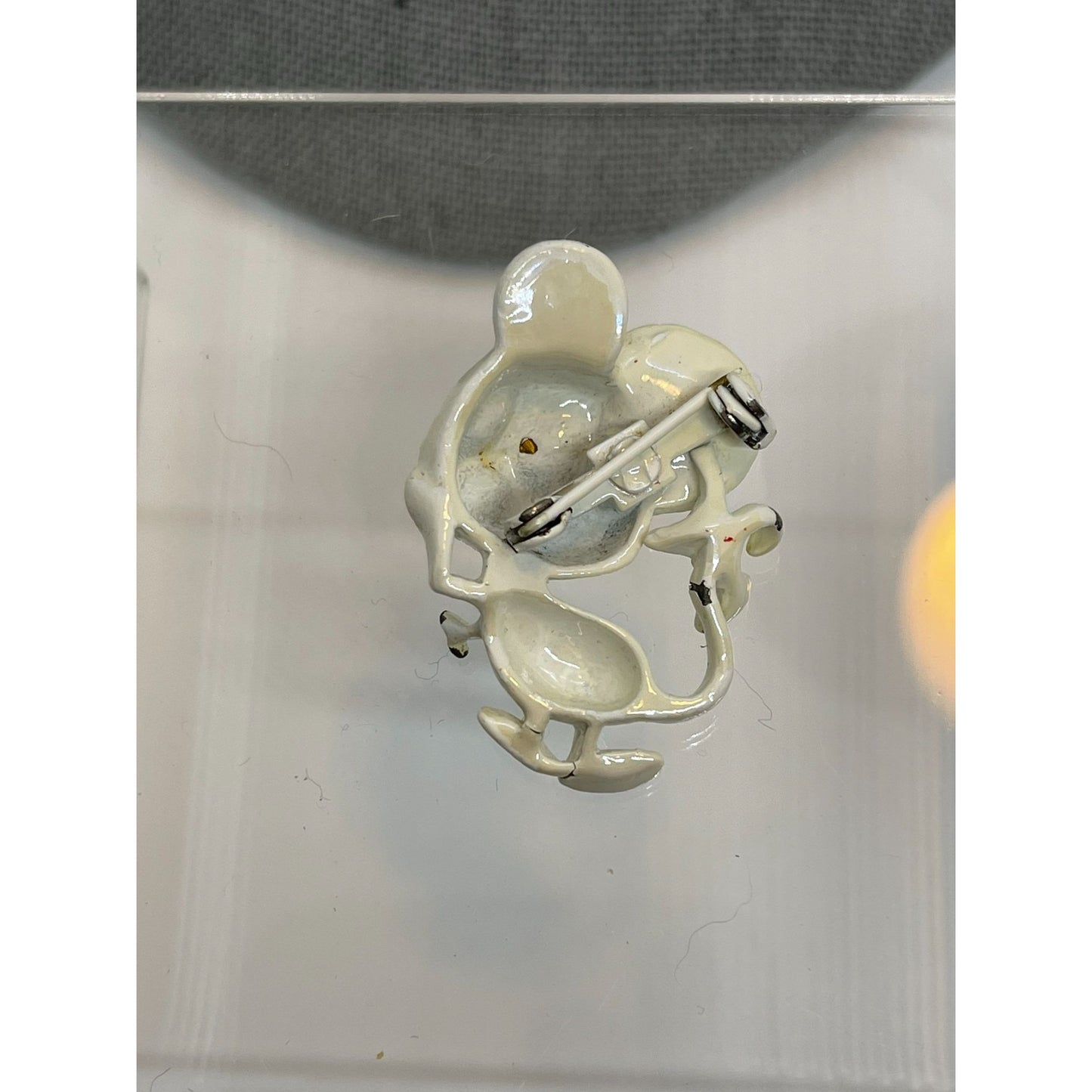 Vintage Cute White Mouse Pin Brooch