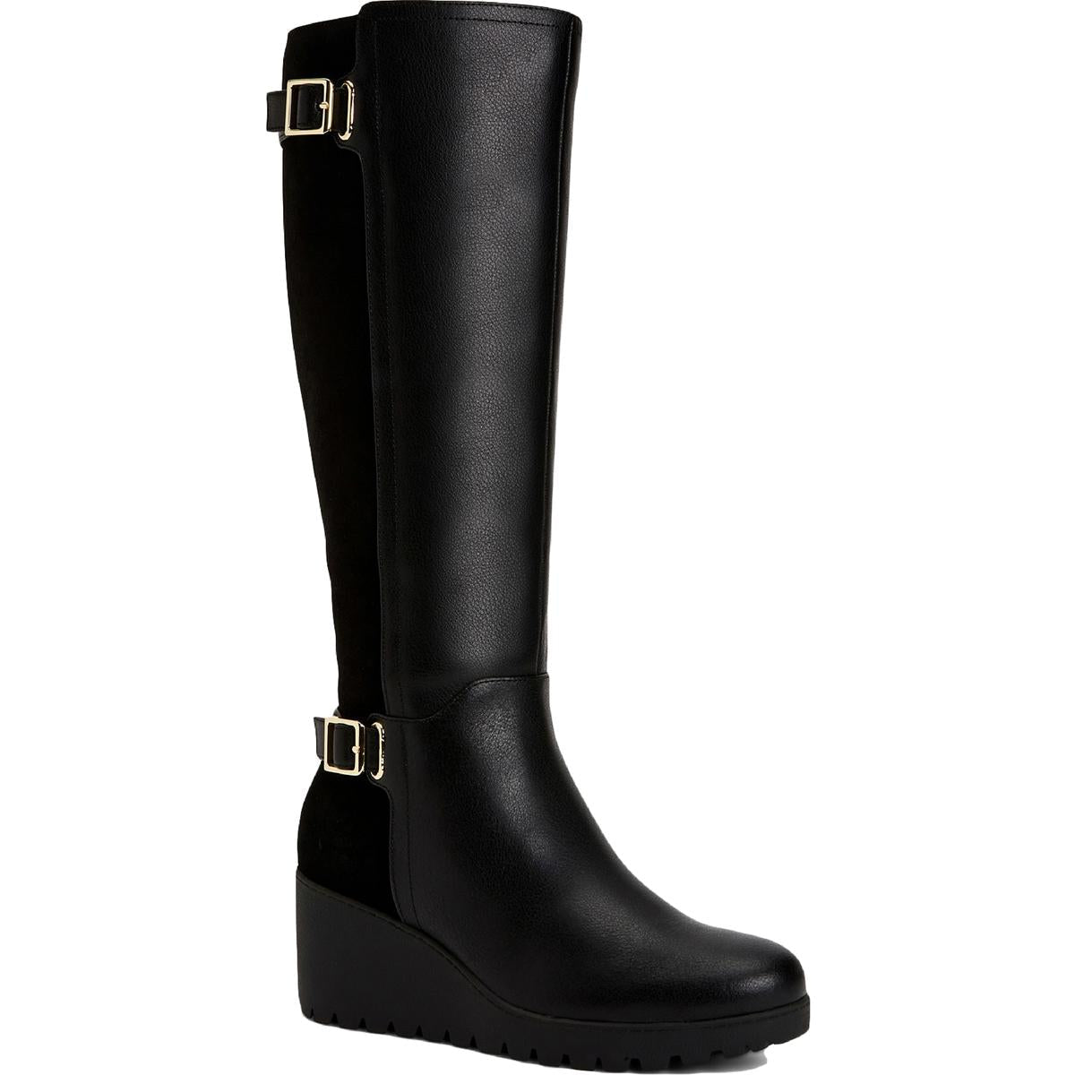 Giani Bernini Sannaa Wedge Boots Black Leather