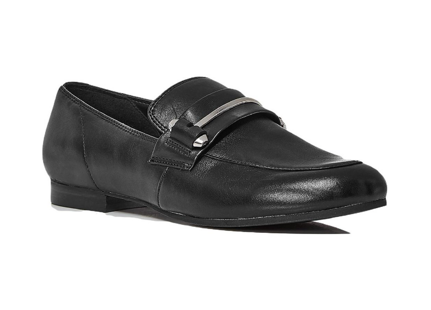 Aqua Women's Kim Black Leather Slip-on Fashion Loafers - SZ 9.5