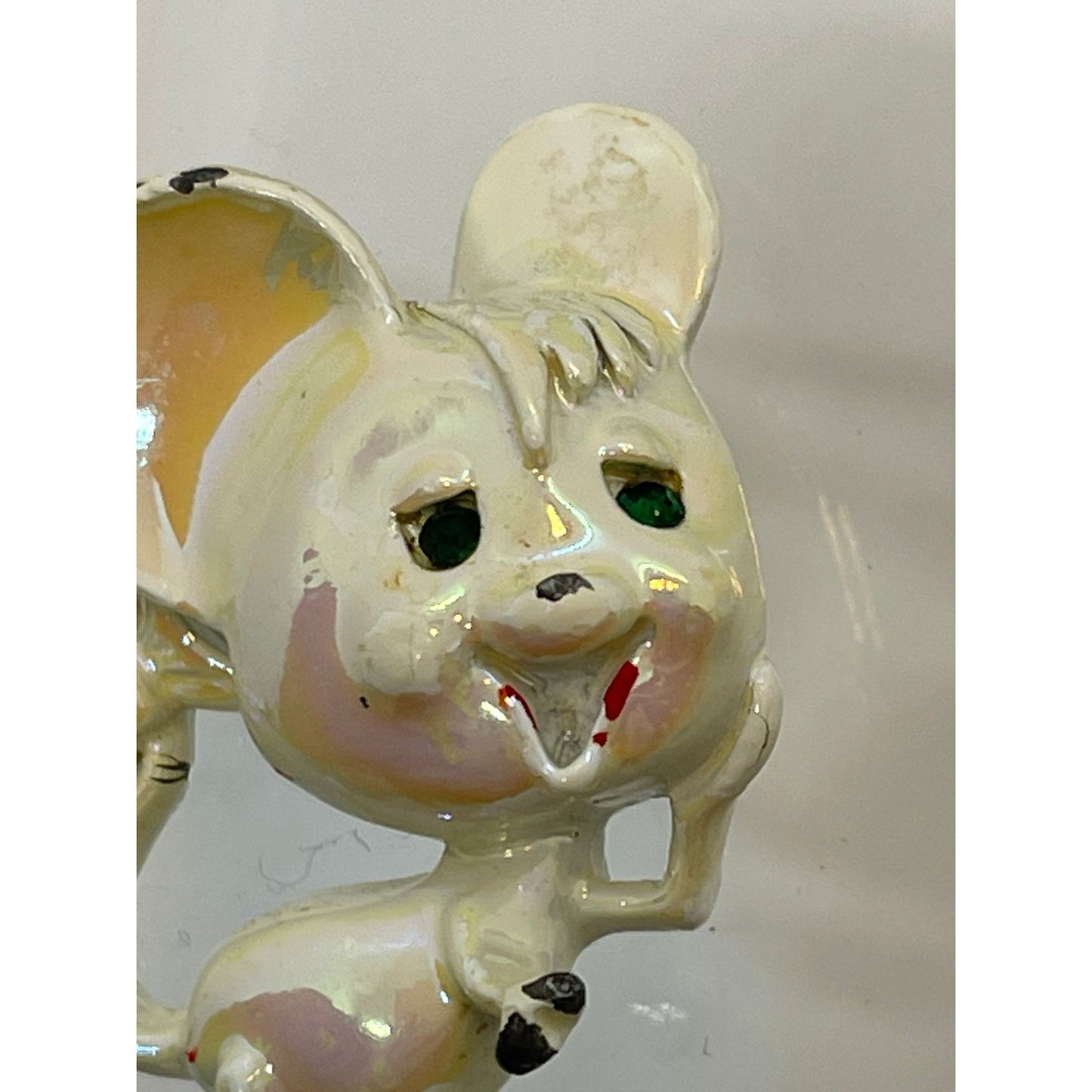 Vintage Cute White Mouse Pin Brooch