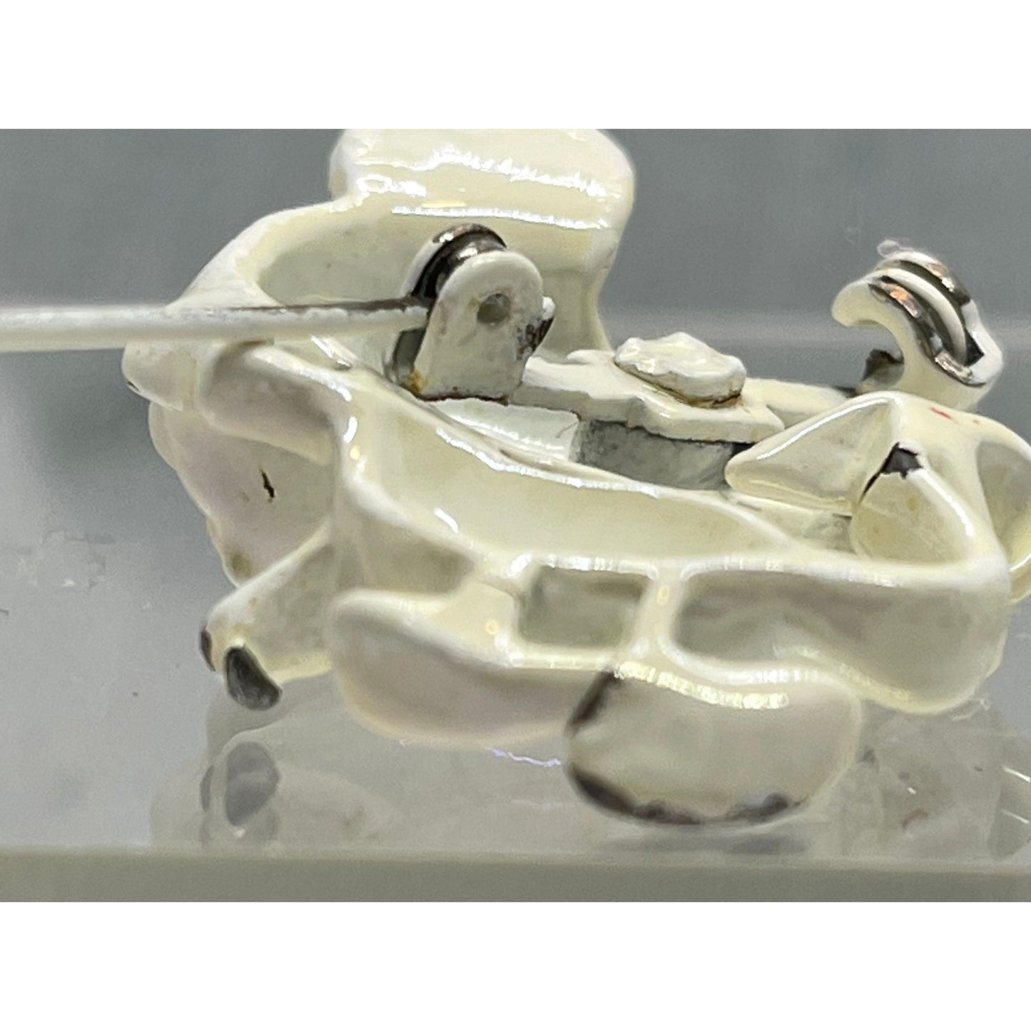Vintage Cute White Mouse Pin Brooch