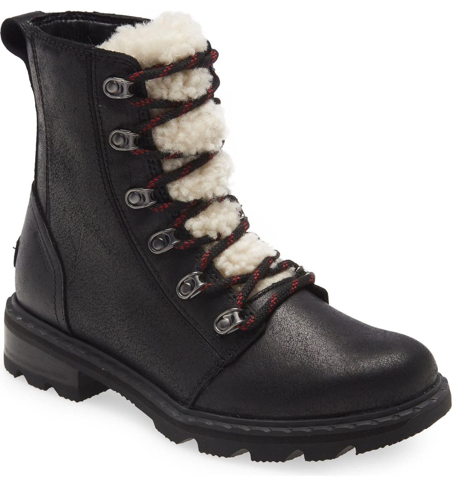 Sorel Womens Lennox Lace Cozy Lug S Black, Nocturnal Red 9M