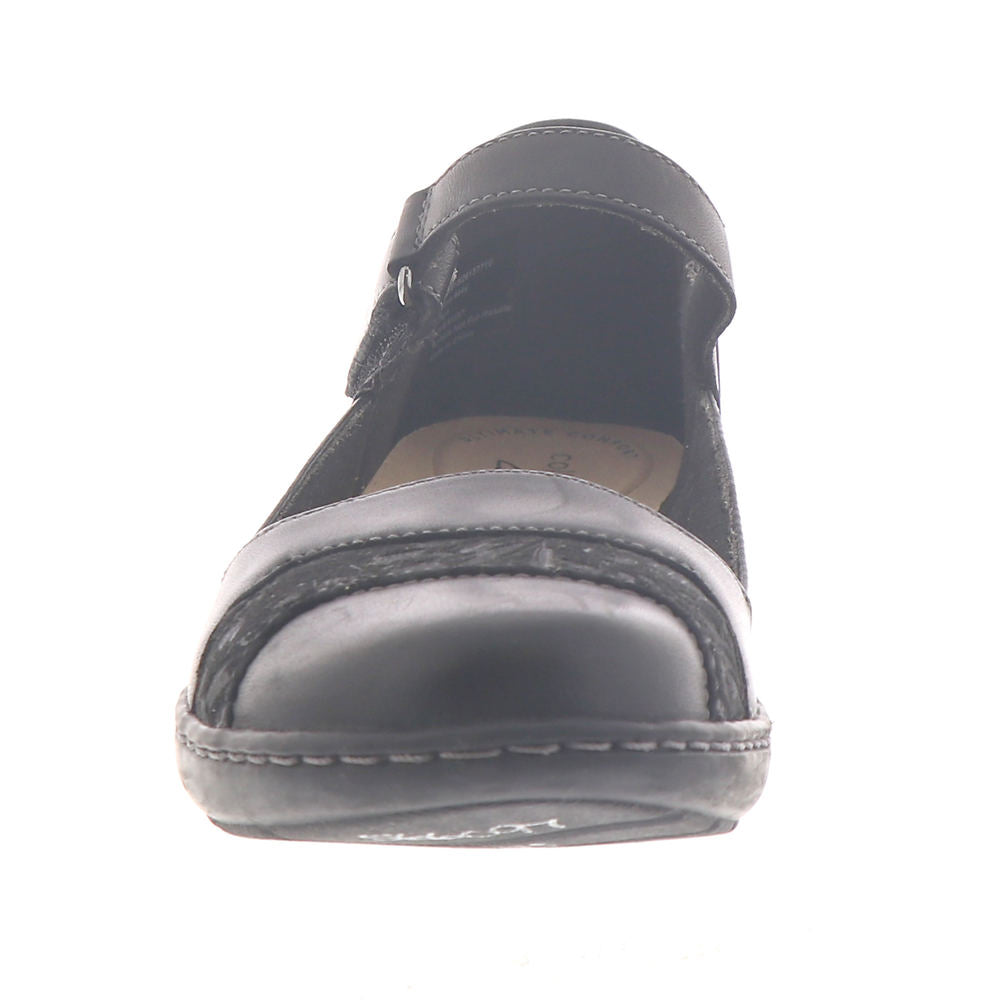 Clarks Clarks Womens Collection Cora Black Leather Synthetic Combin 10W