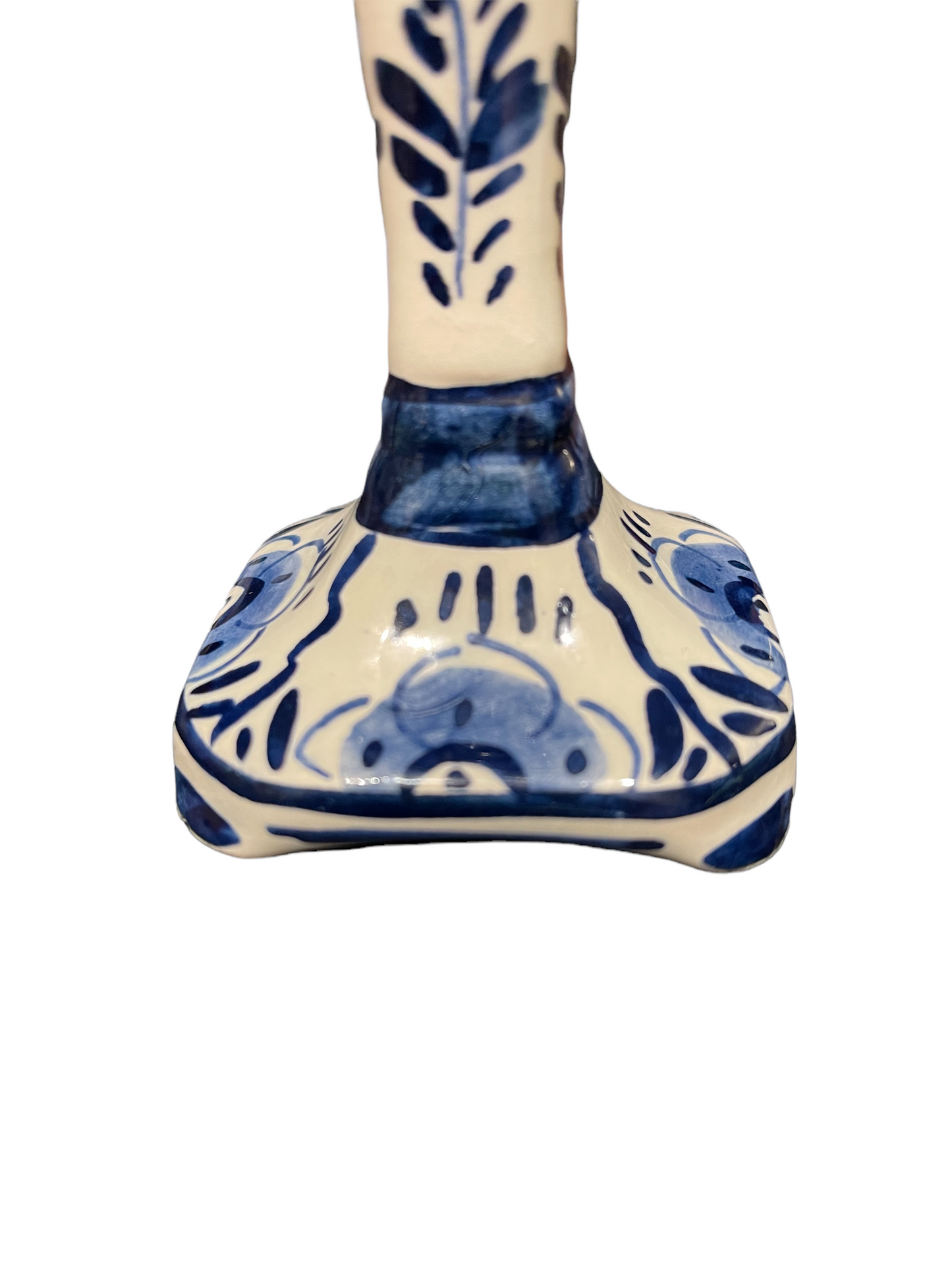 Antique Hand Painted Signed Delfts Blauw Candlestick Holder