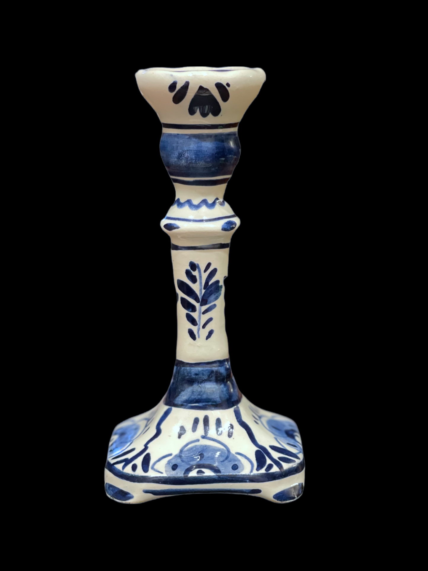 Antique Hand Painted Signed Delfts Blauw Candlestick Holder