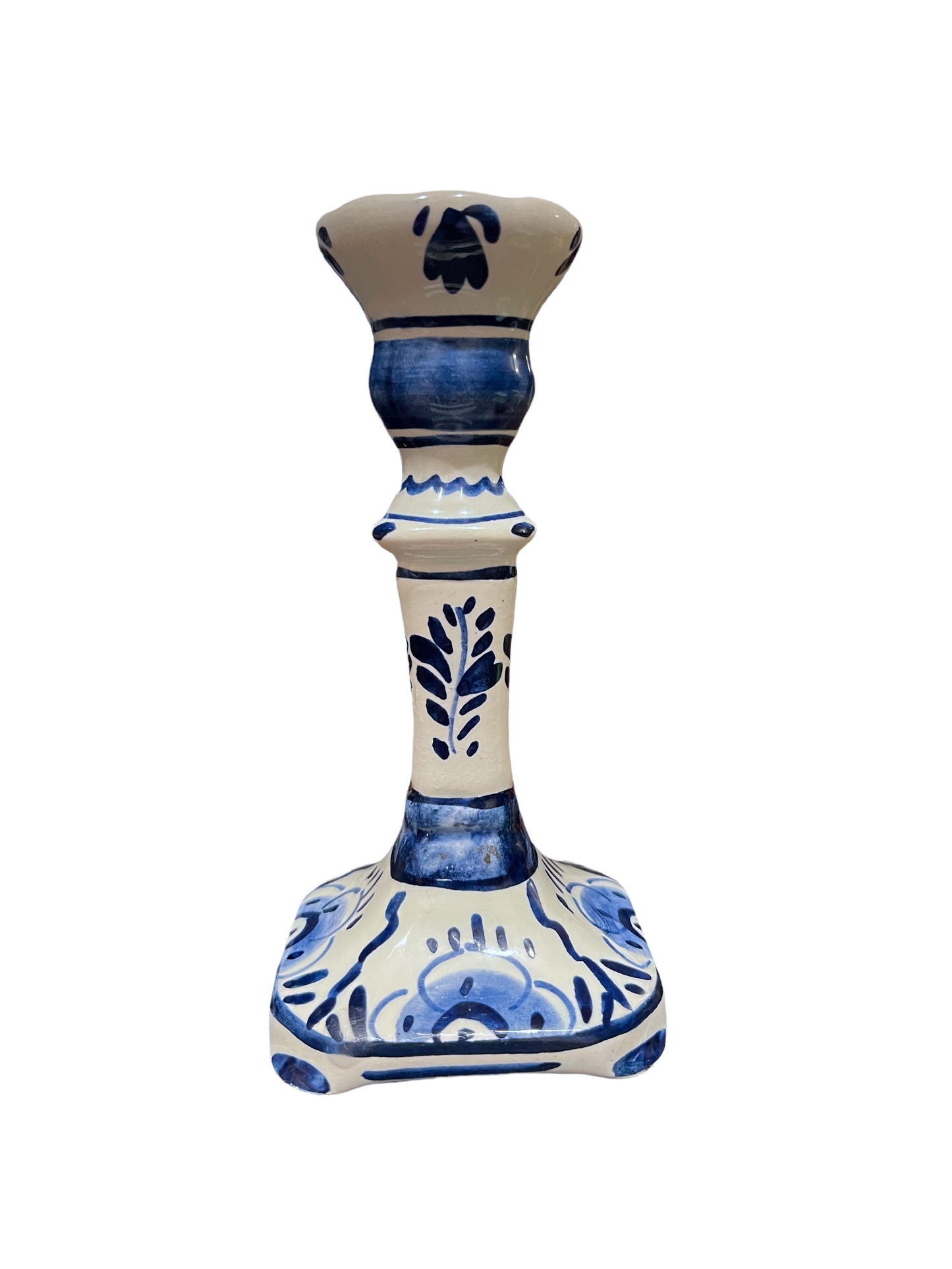Antique Hand Painted Signed Delfts Blauw Candlestick Holder