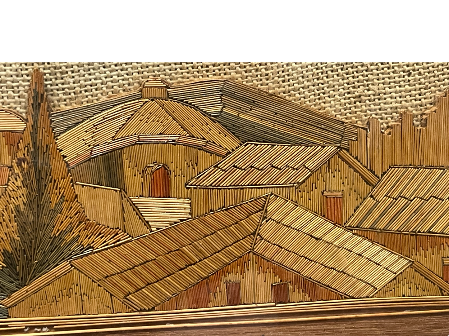 Vintage Folk Art Straw Beverage Tray Signed Mexico